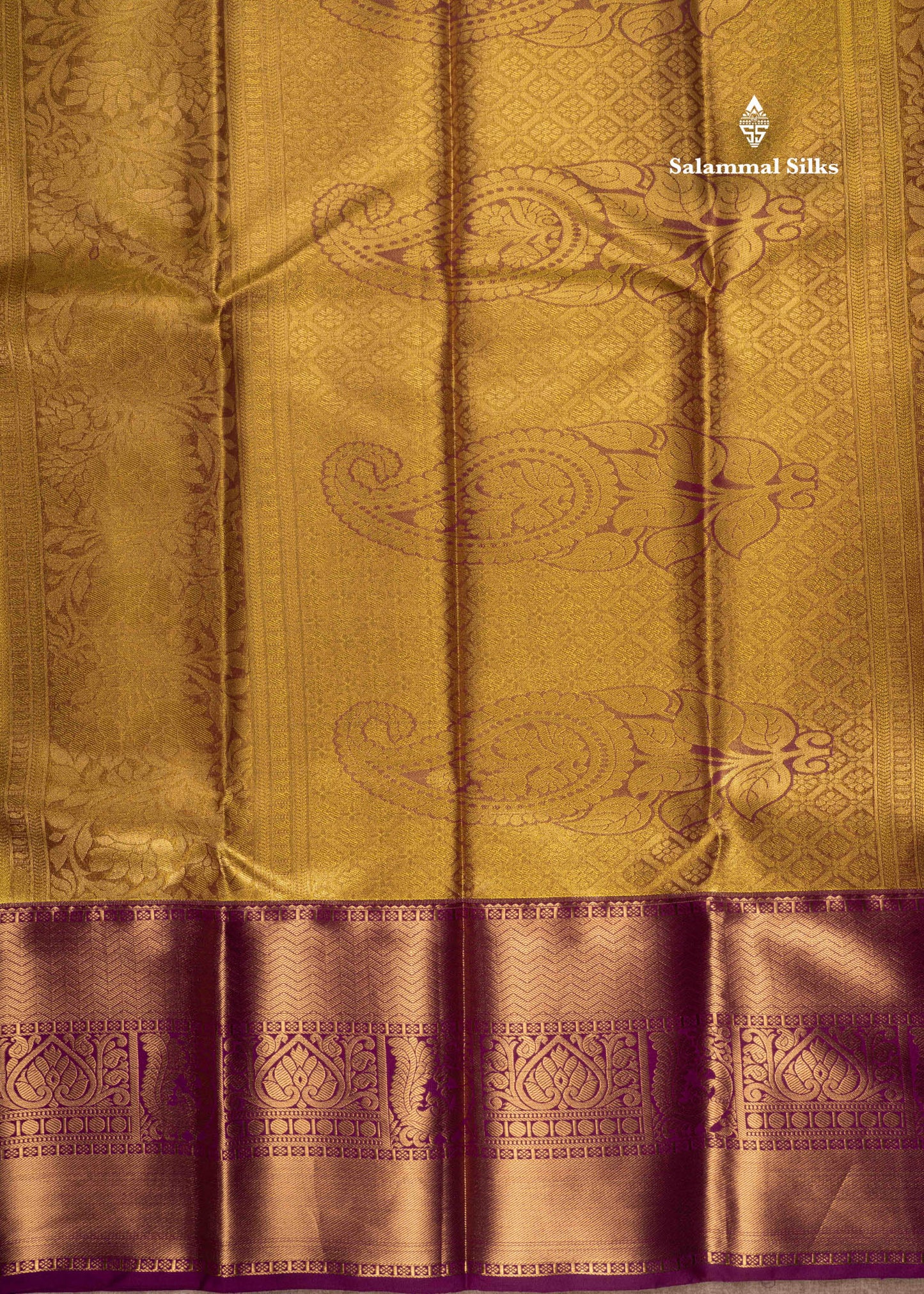 Gold Colour Tissue Semi Silk Saree With Vadamalli Border