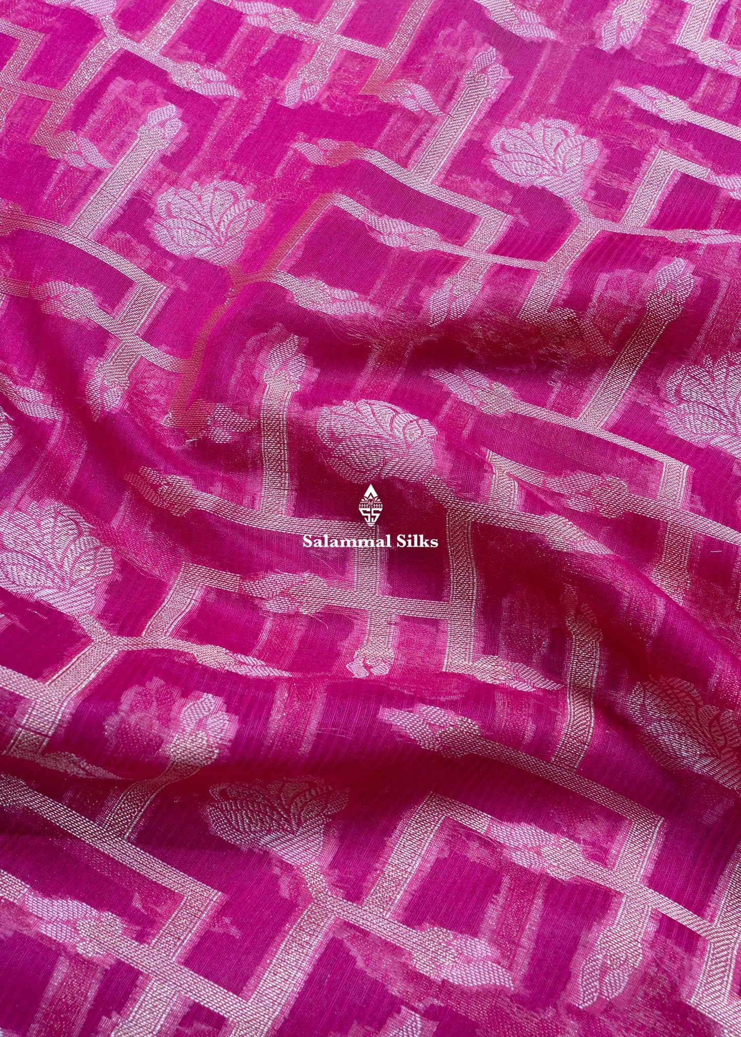 Pink Colour Kota Cotton Saree With Grand Blouse