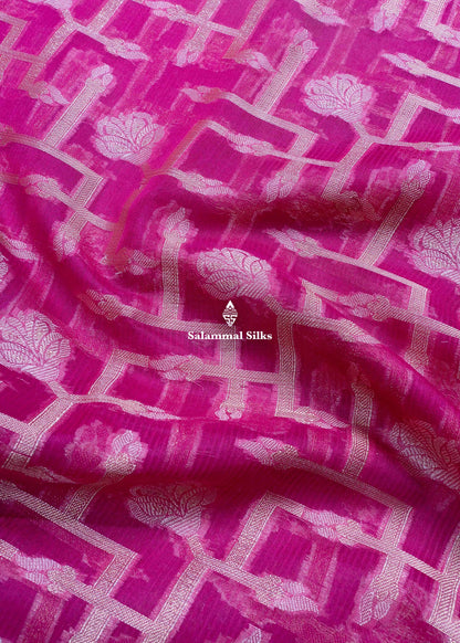 Pink Colour Kota Cotton Saree With Grand Blouse