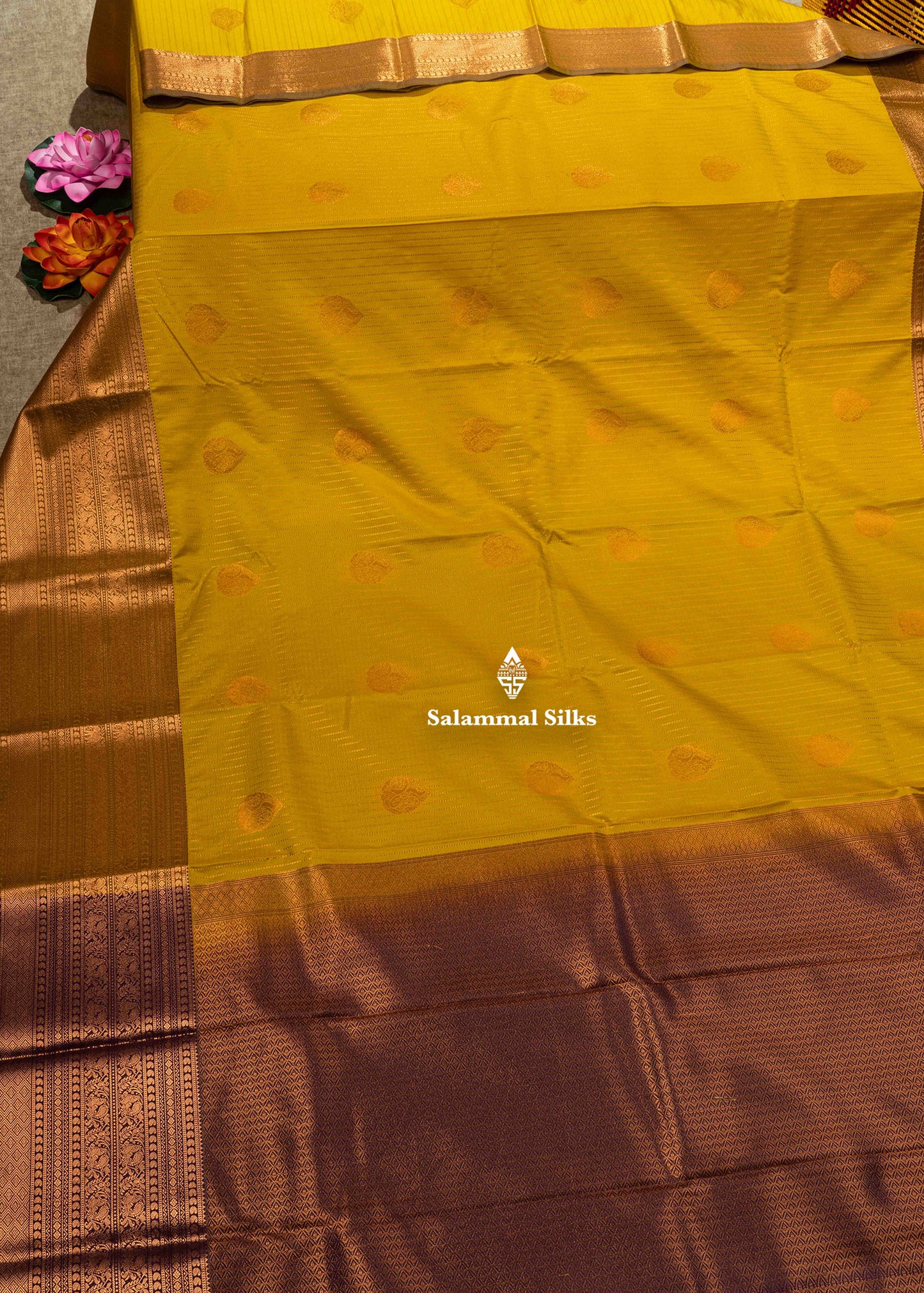 Navy Blue Semi Silk Saree With Copper Zari Traditional Long Size Border