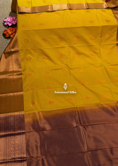 Navy Blue Semi Silk Saree With Copper Zari Traditional Long Size Border