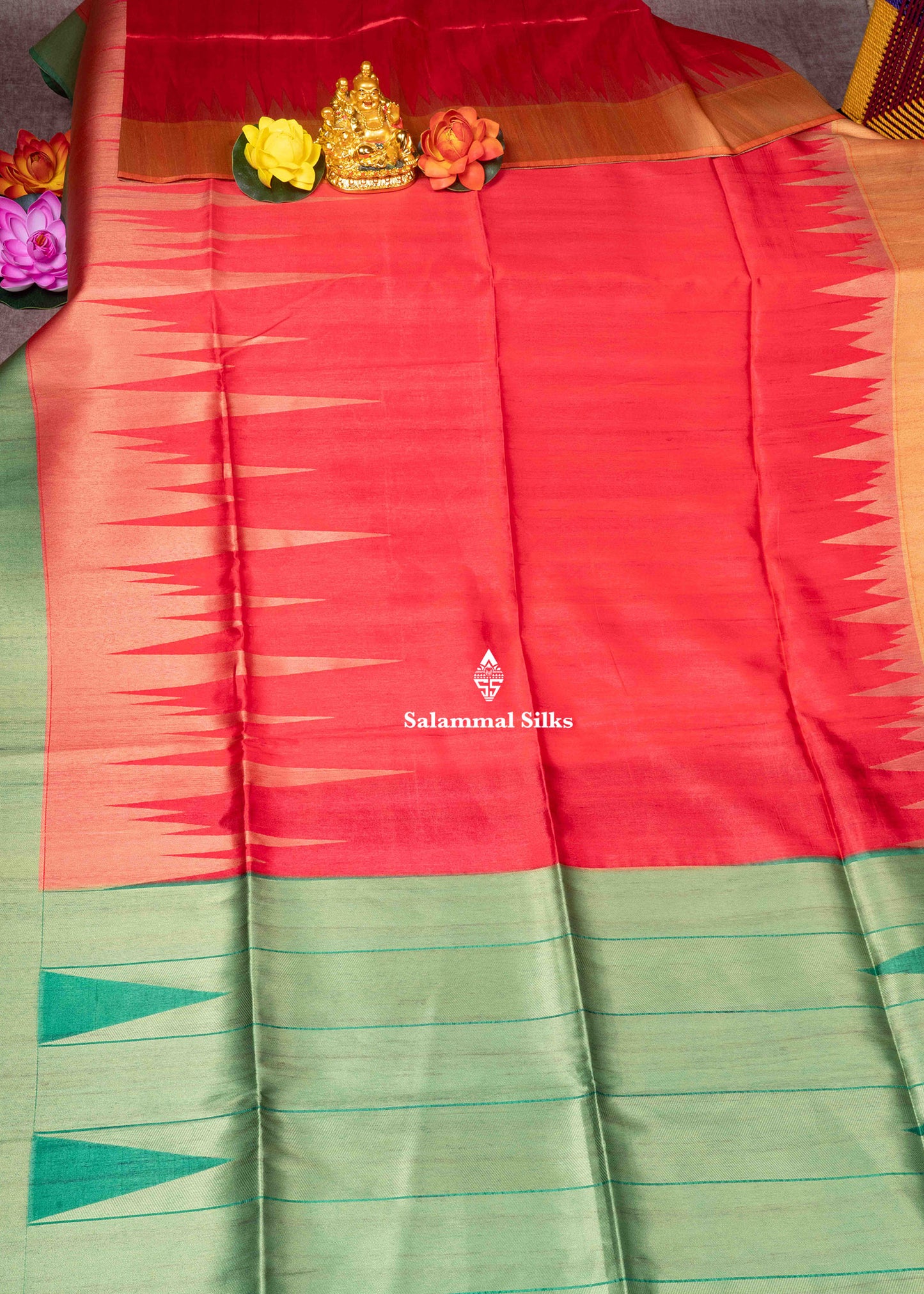 Navy Blue Semi Tussar Fancy Saree With Traditional Ganga & Jamuna Border