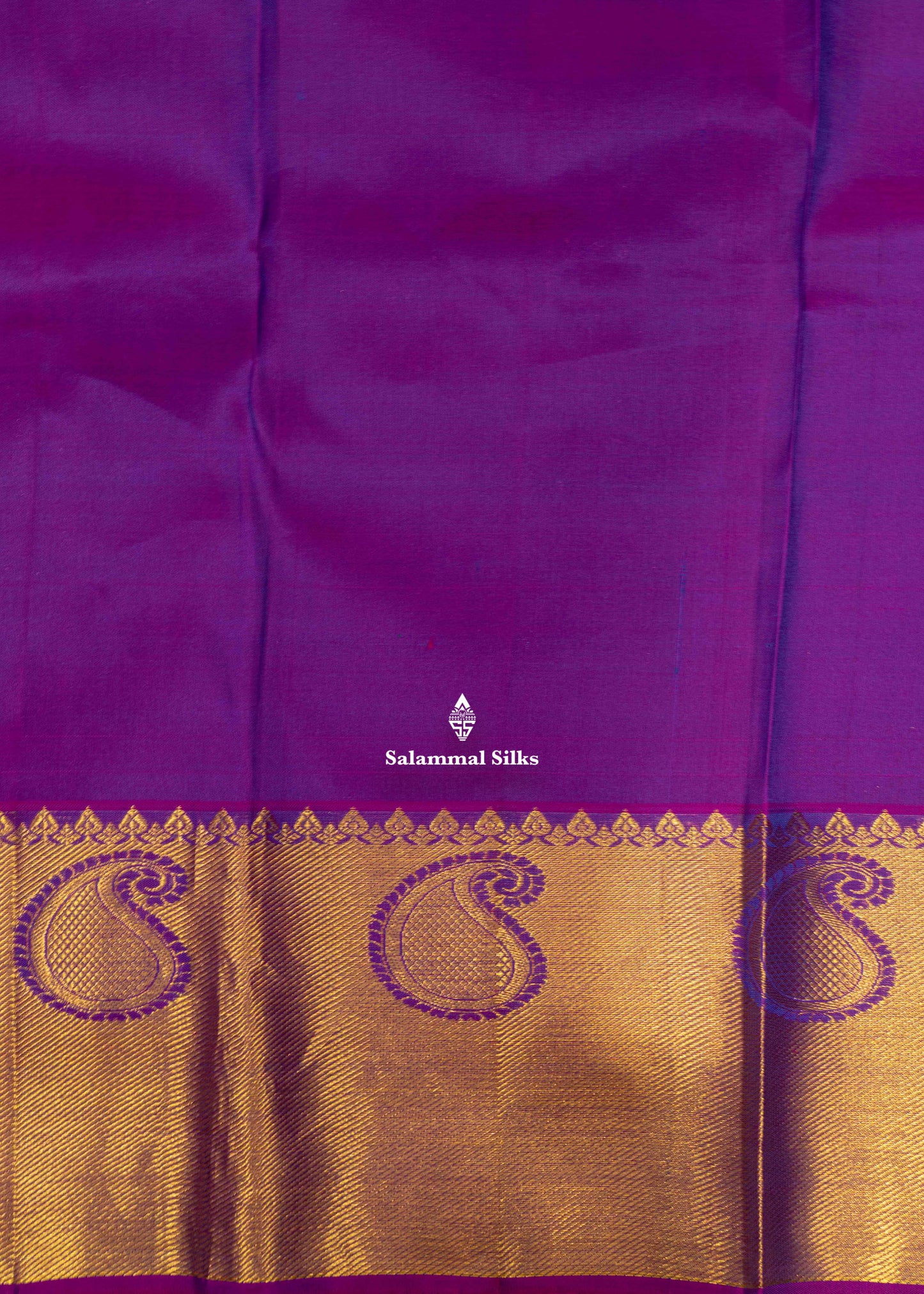 Peacock Green Colour Kanjivaram Pure Silk Saree with Violet Gold Zari Border
