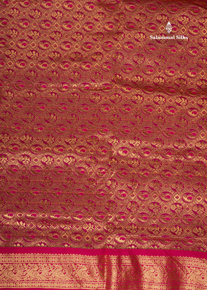 9 Yards Semi Silk Saree Army Green Colour with Pink Border