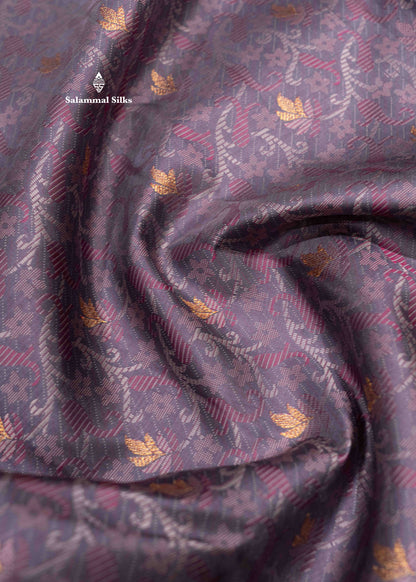 Bluish Grey Colour Kanjivaram Pure Silk Saree With Gold Zari Border