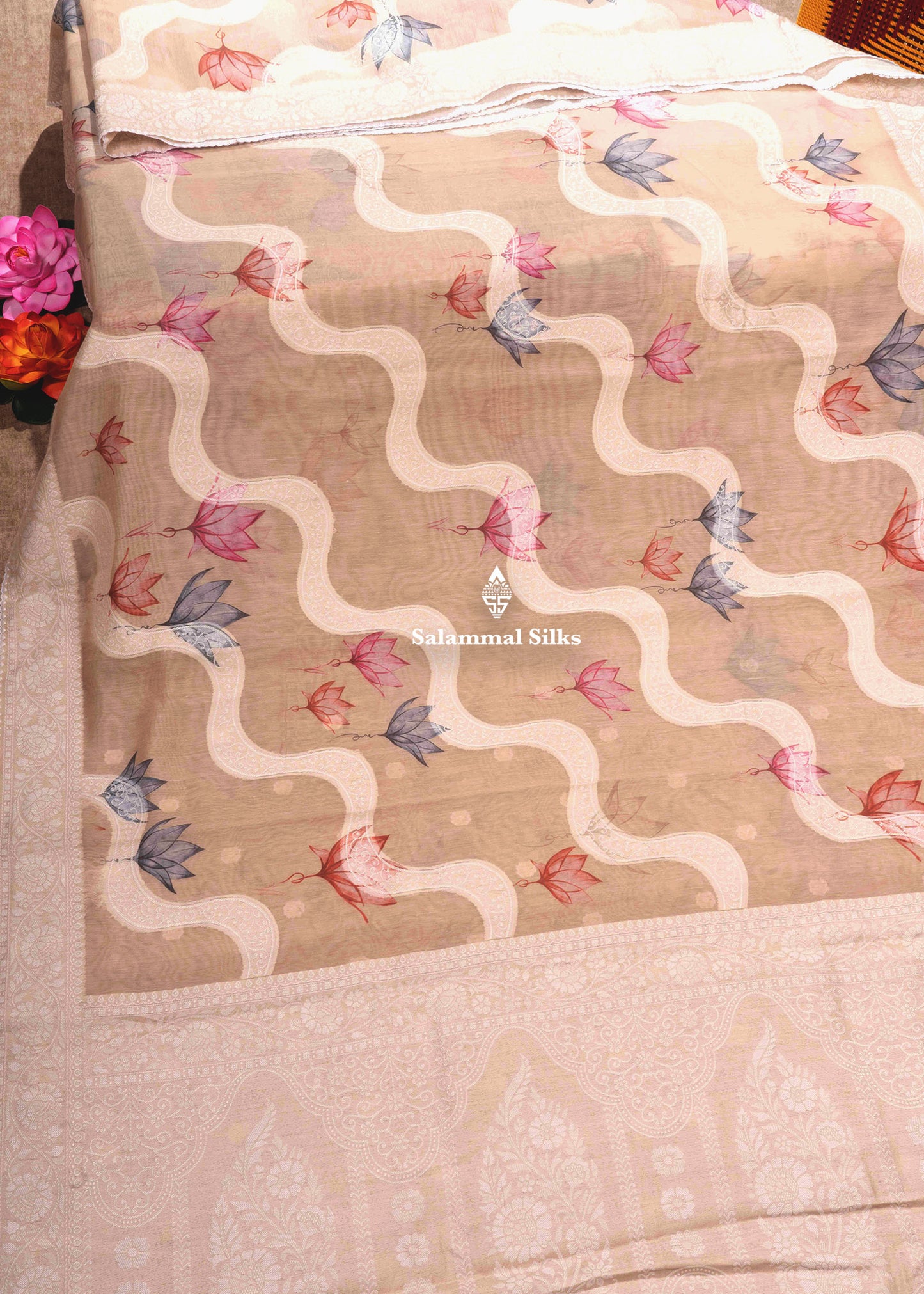 Pastal Blue Fancy Cotton Mix Saree With Thread Work Border