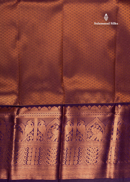 Mustard Yellow Semi Silk Saree With Violet Colour Border