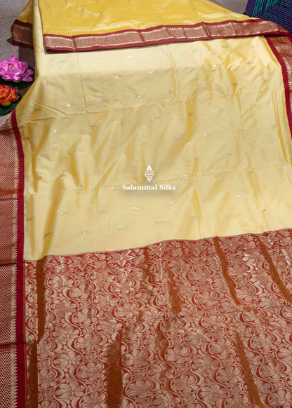 9 Yards Semi Silk Saree Pink Colour with Royal Blue Border