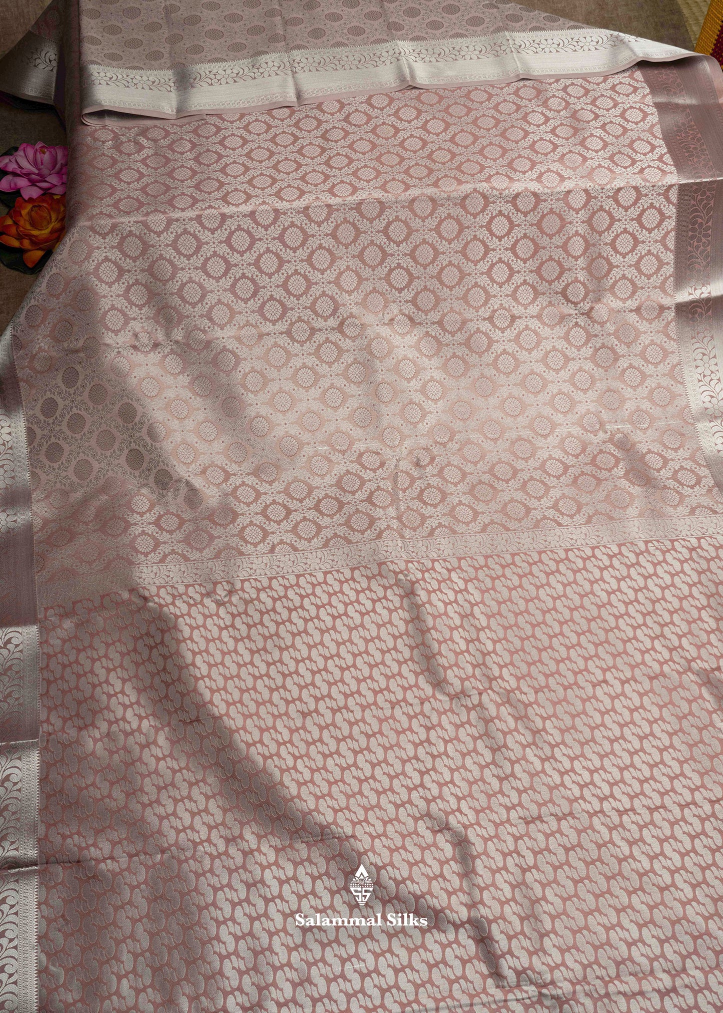 Light Pink Bridal Semi Silk Saree With Blouse