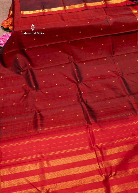Dark Maroon Colour Kanjivaram Pure Silk Saree With Small Border