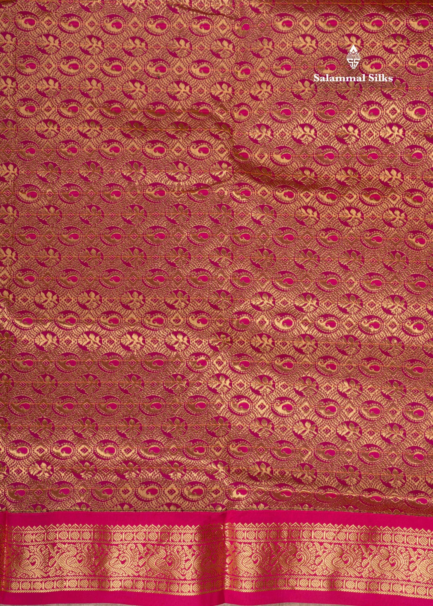 9 Yards Semi Silk Saree Army Green Colour with Pink Border