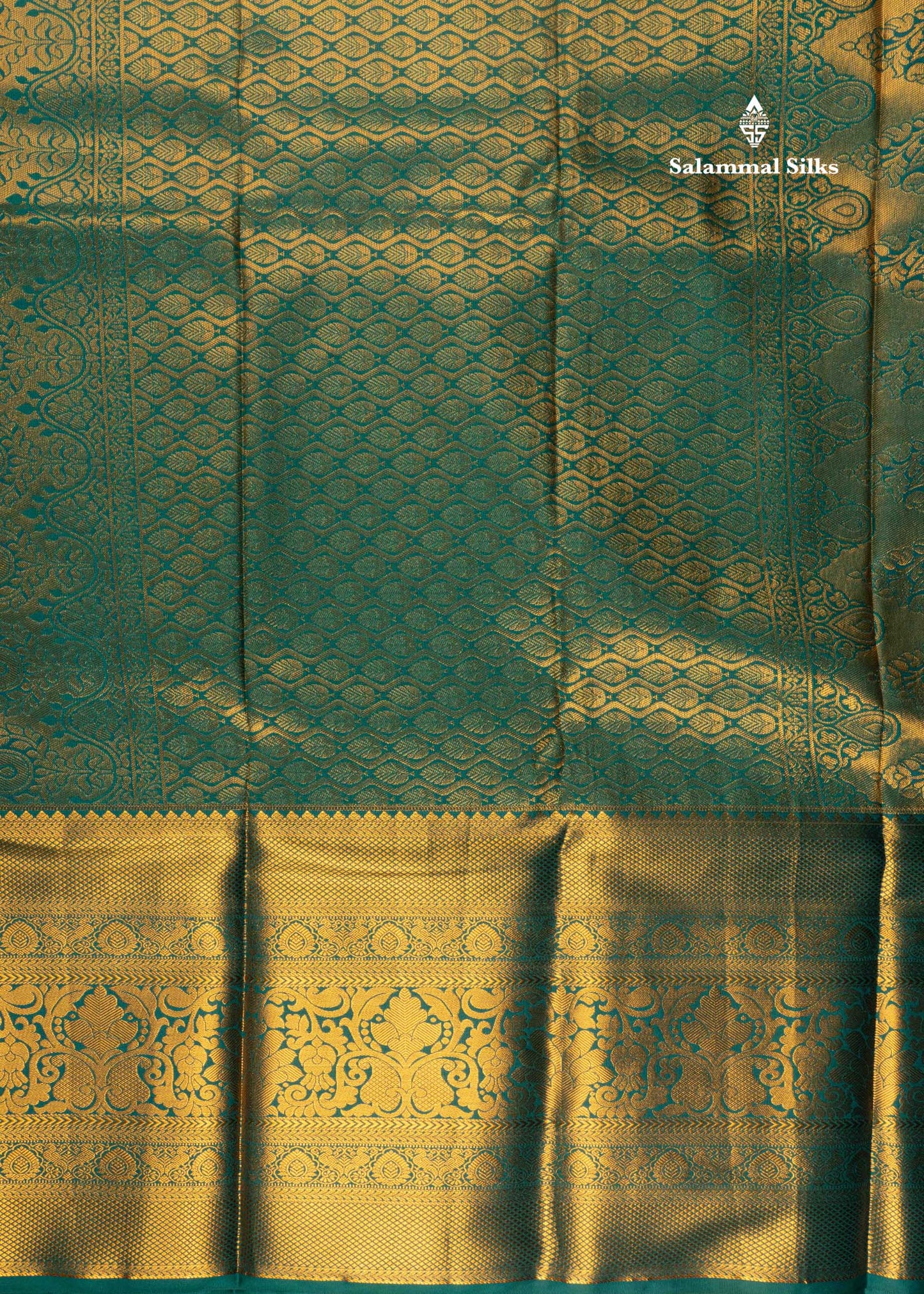 Lavender Semi Silk Saree With Sapphire Green Gold Zari Border