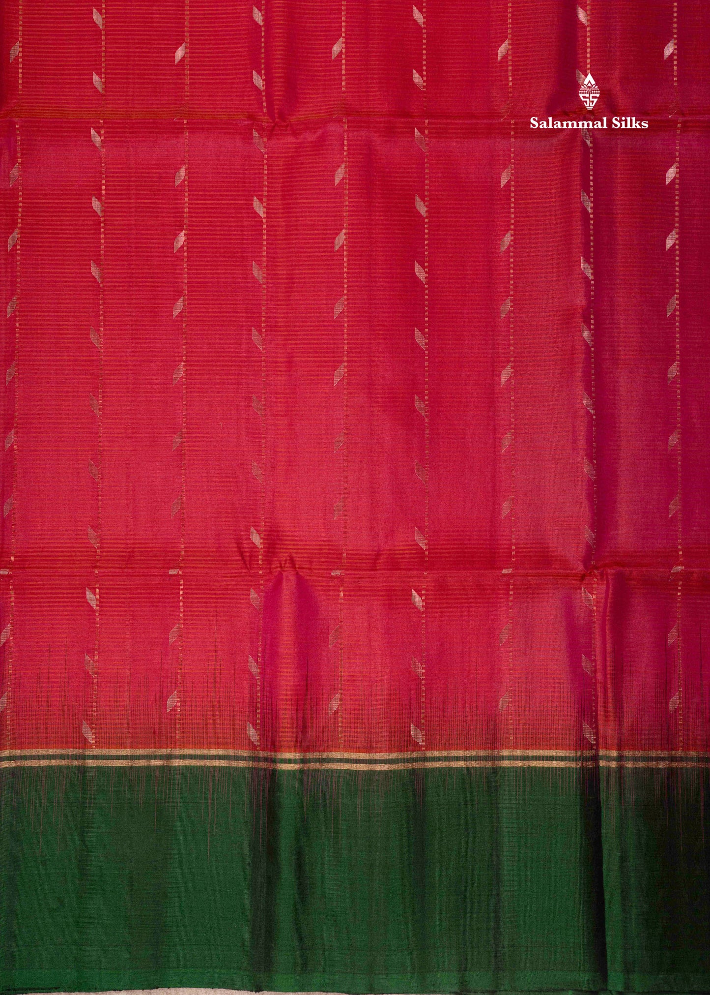 Pinkish Orange Pure Kanjivaram Soft Silk Saree With Bottle Green Border