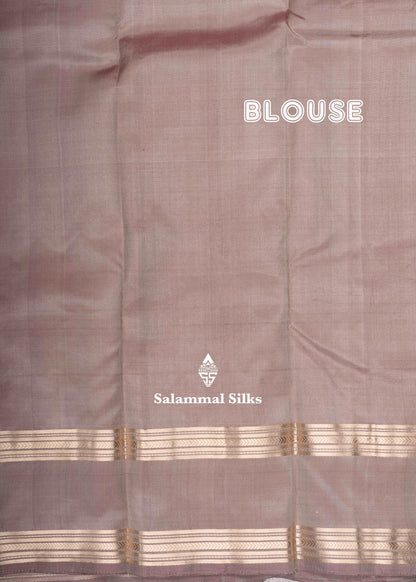 Kanjivaram Beige Pure Silk Saree With Light Brown Blouse