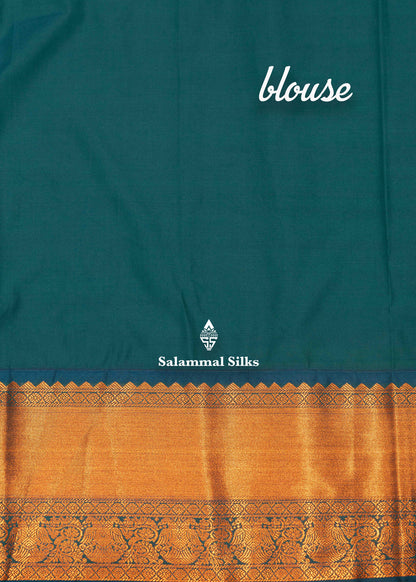 Sandal Colour Semi Silk Saree With Peacock Blue Copper Zari Border