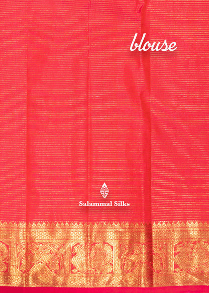Rani Pink Vairaoosi Design Kanjivaram 2G Zari Pure Silk Saree With Traditional Border