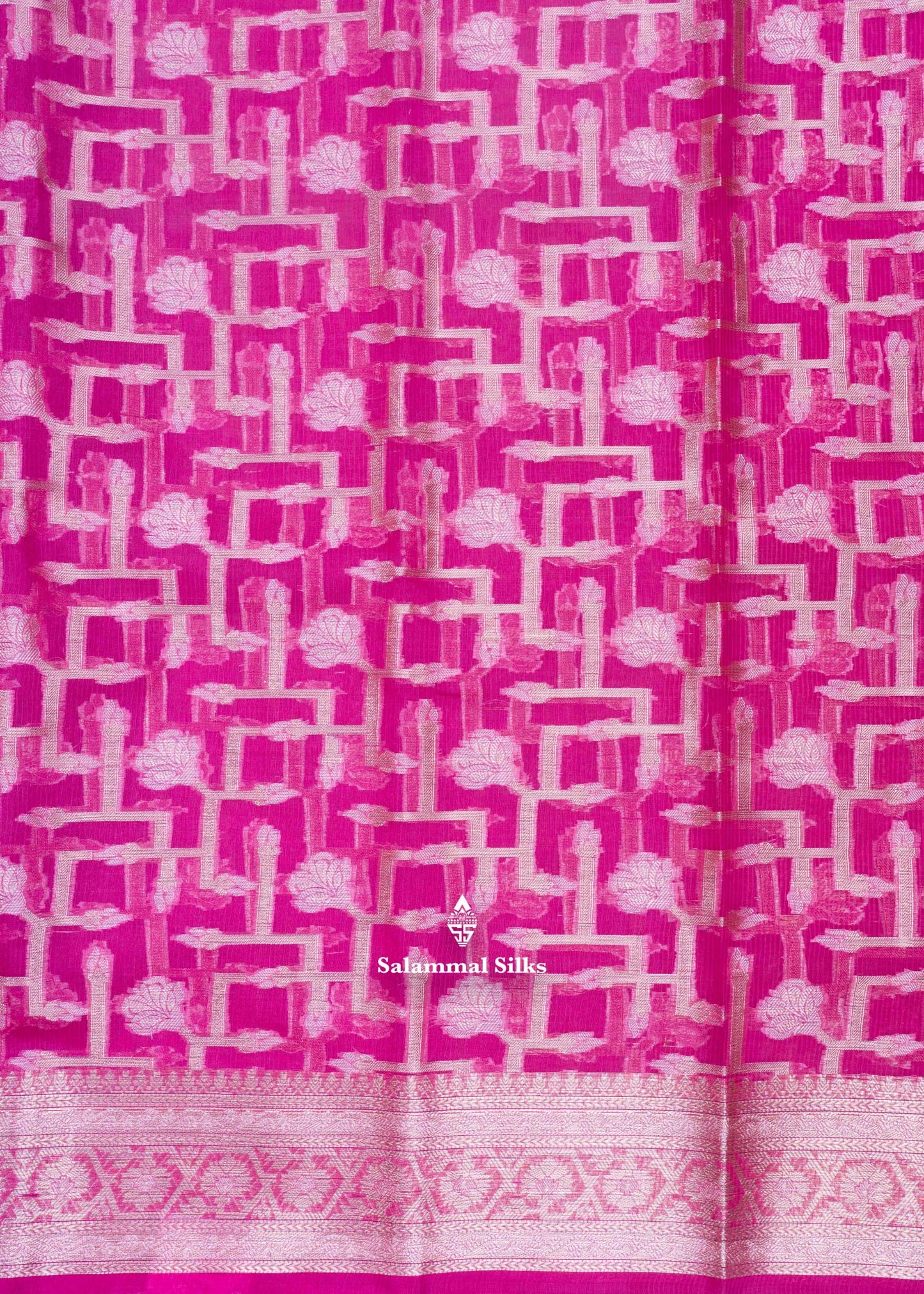 Pink Colour Kota Cotton Saree With Grand Blouse