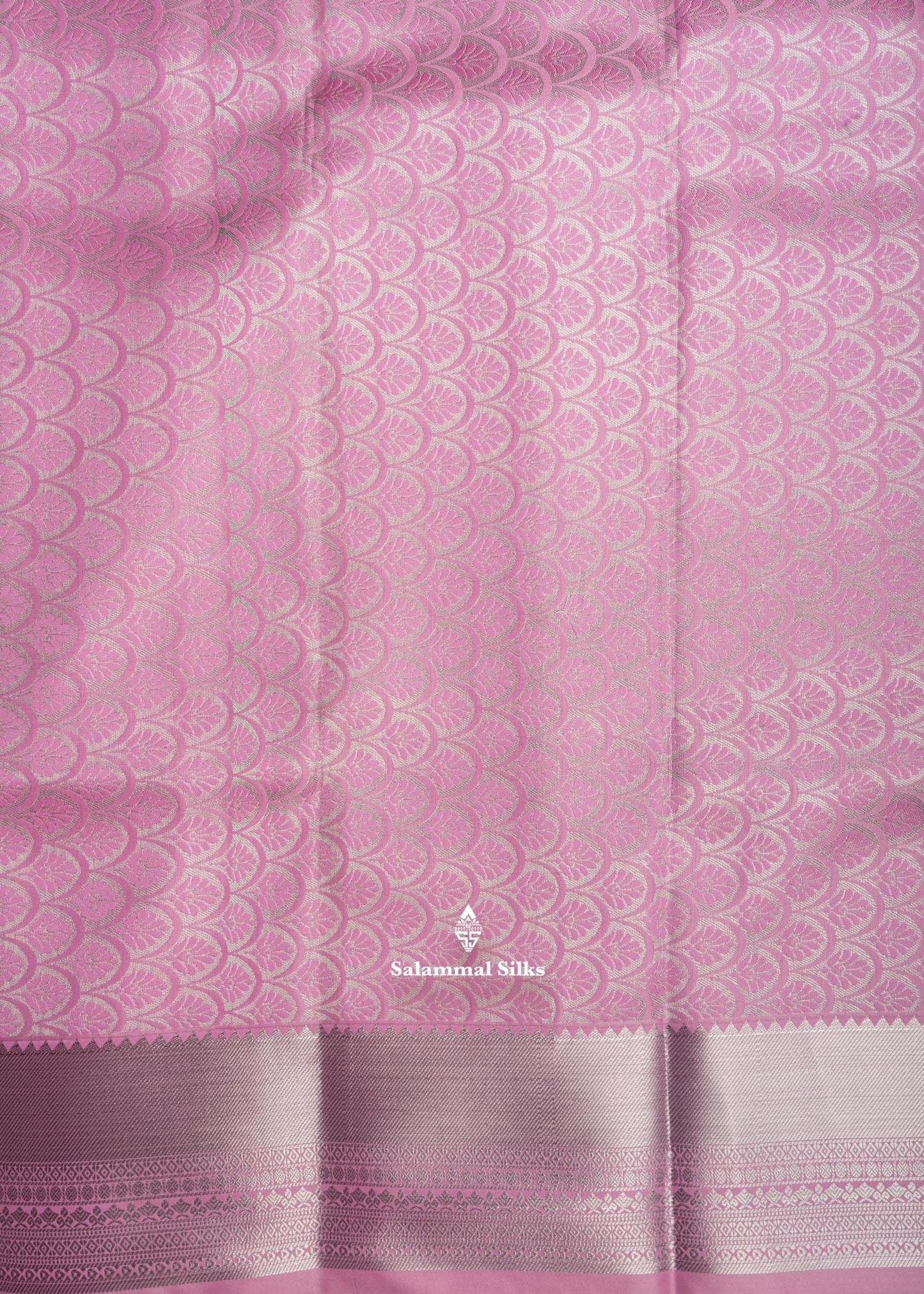 Lavender Bridal Semi Silk Saree With Silver Zari Border