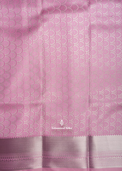 Lavender Bridal Semi Silk Saree With Silver Zari Border