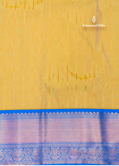 Sandal Colour Semi Silk Saree With Peacock Blue Copper Zari Border