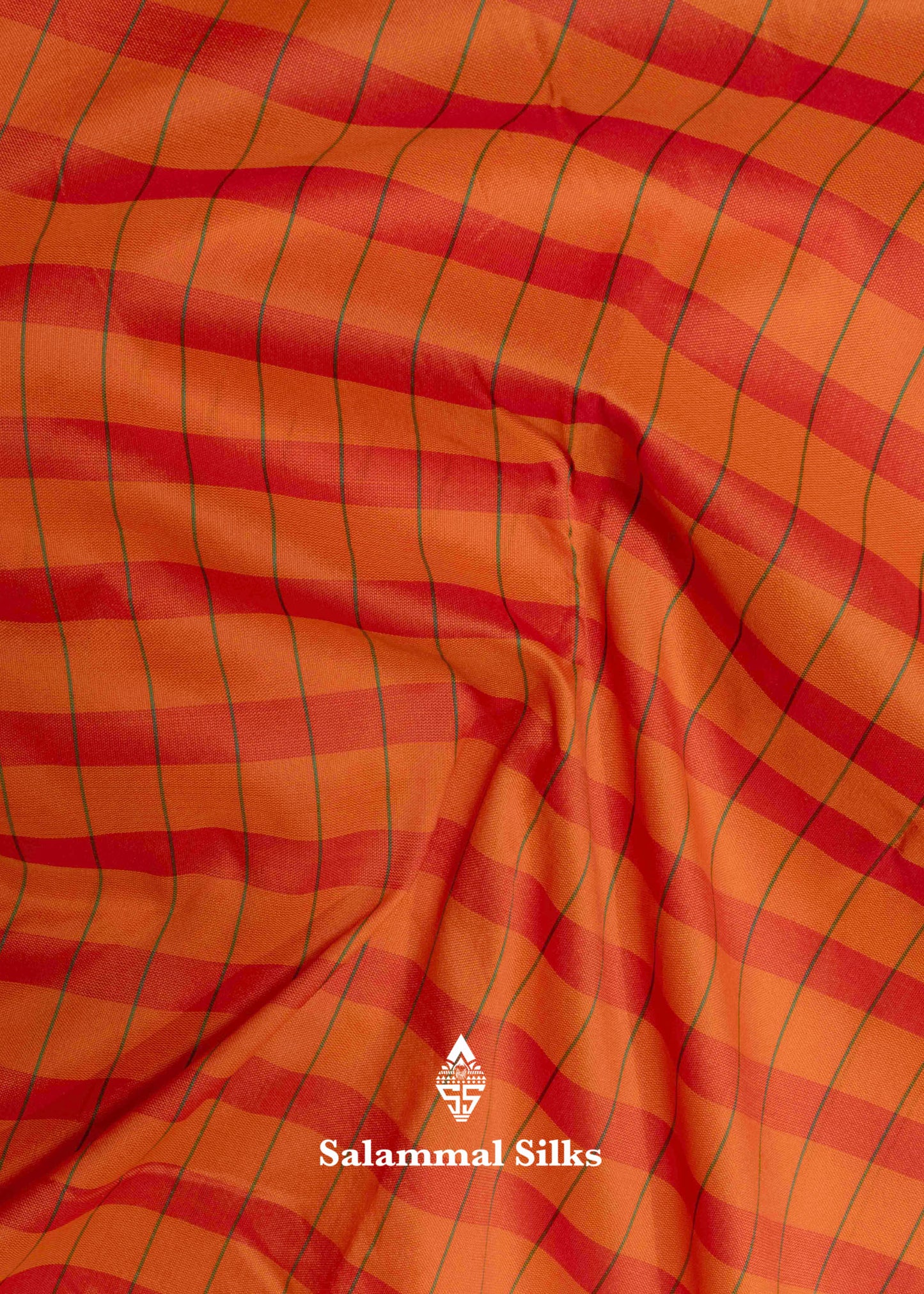 9 Yards Semi Silk Saree Orange & Mango Yellow Colour with Green Double Border
