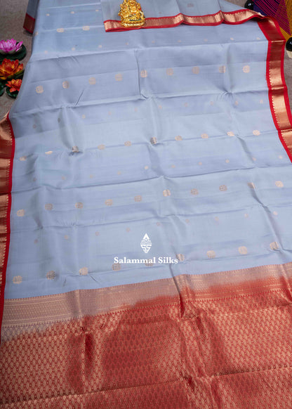 Kanjivaram Pure Silk Saree Lavender With Maroon Border