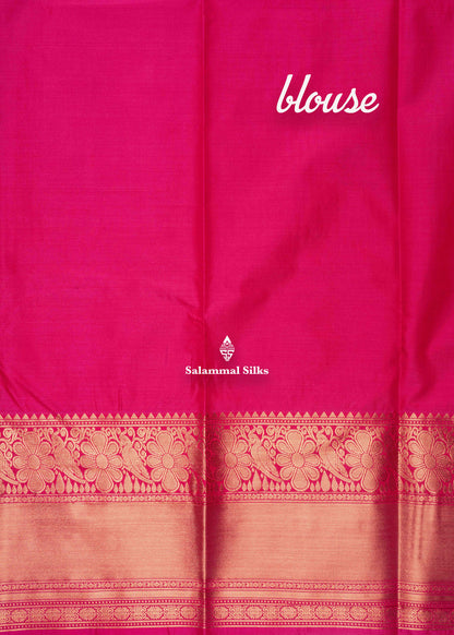 Bottle Green Semi Silk Saree With Copper Zari Border