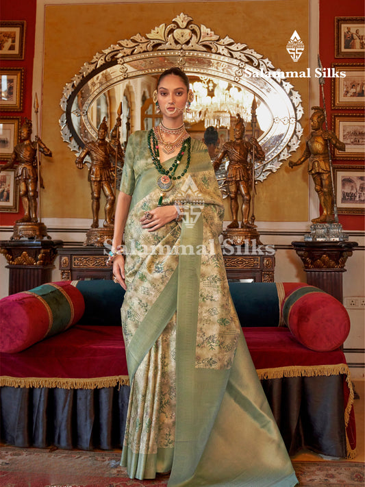 Light Elaichi Green Softy Fancy Saree With Fancy Pista Green Border