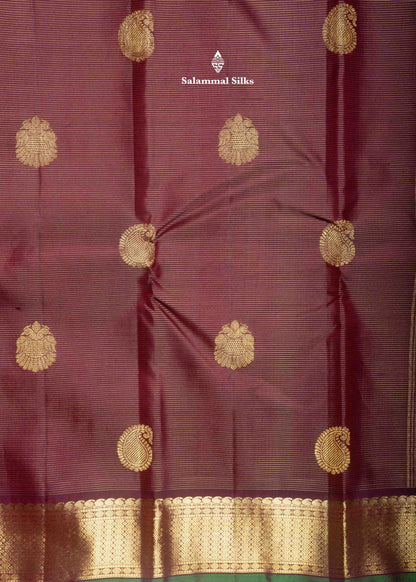 Kanjivaram Dark Brown Vairaoosi Beautiful Pure Silk Saree With Blouse