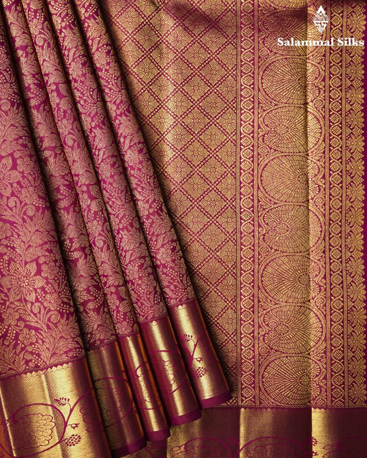 Pure Zari Magenta Kanjivaram Pure Silk Saree