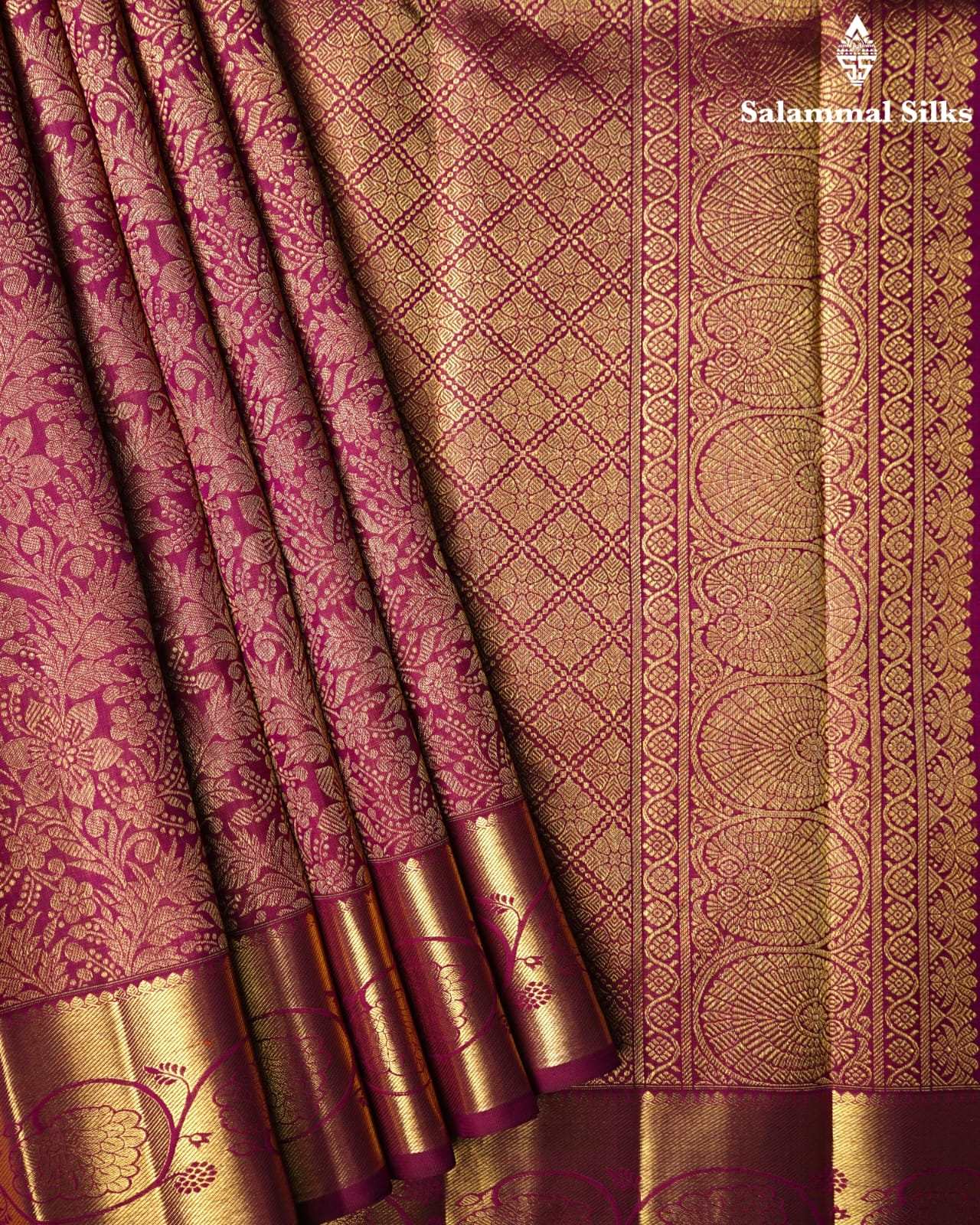 Pure Zari Magenta Kanjivaram Pure Silk Saree