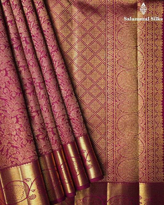 Pure Zari Magenta Kanjivaram Pure Silk Saree