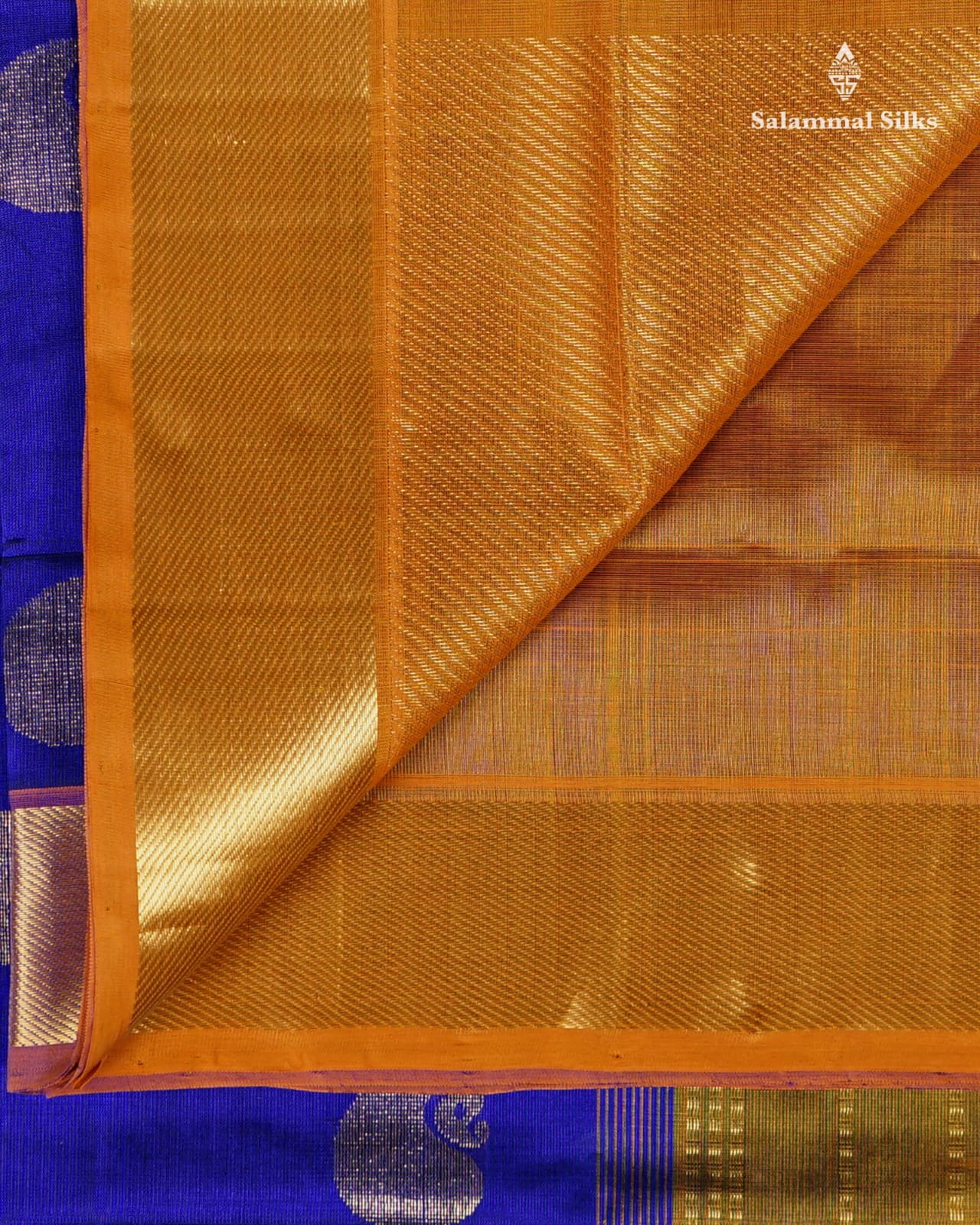 Violet Big Butta Kanjivaram Pure Silk Cotton with Mustard Yellow Border