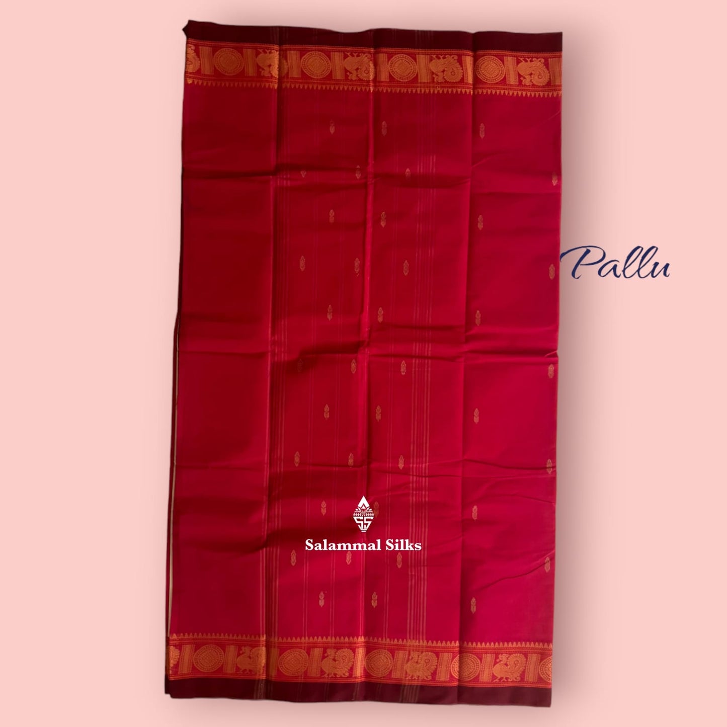 Kanjivaram Reddish Pink Pure Cotton Saree Without Blouse