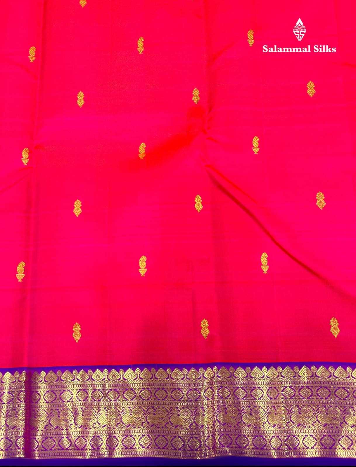 Pinkish Orange Saree with Magenta Border
