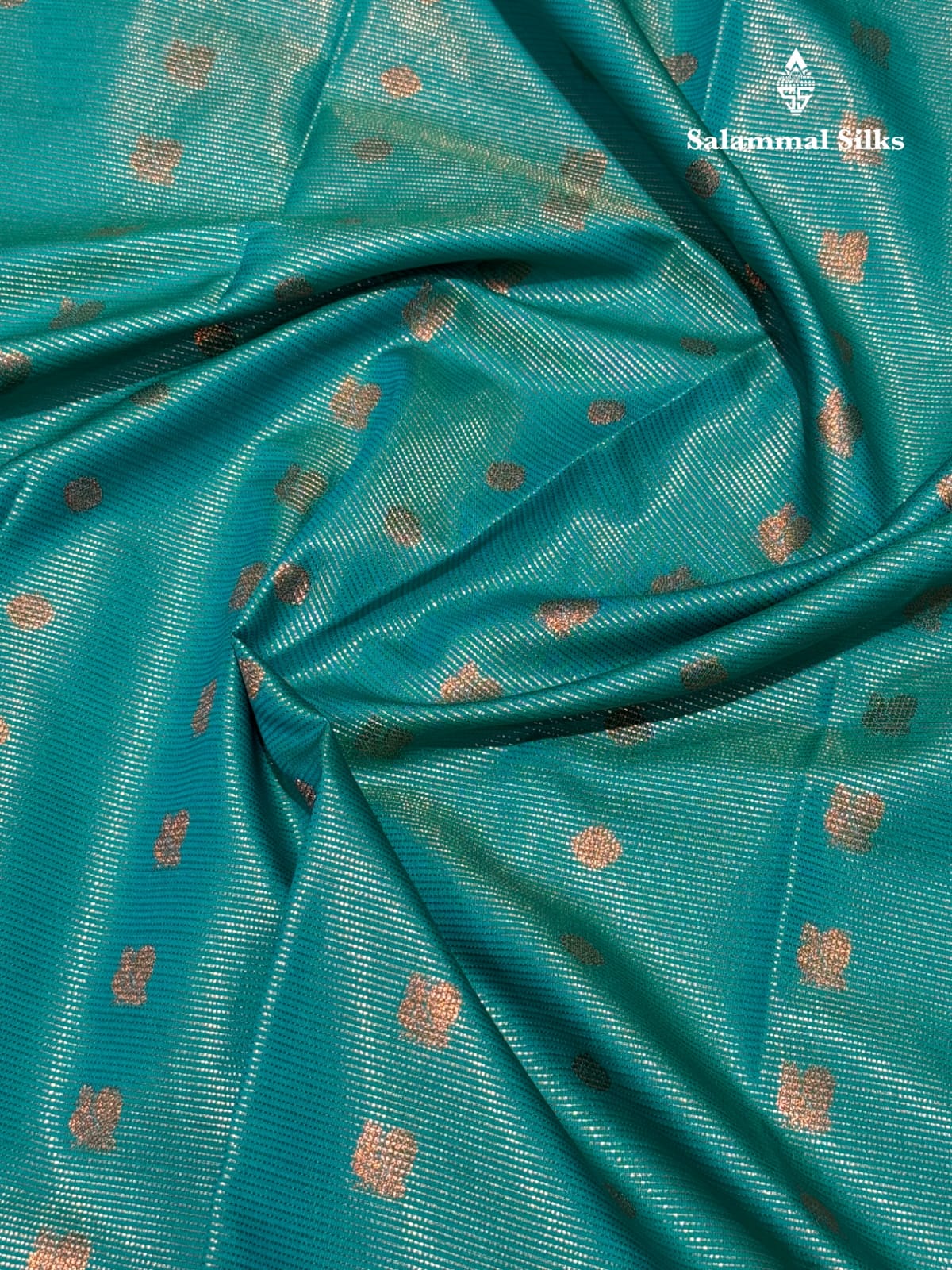 Vairaoosi Sapphire Green Semi Silk Saree With Pink Border