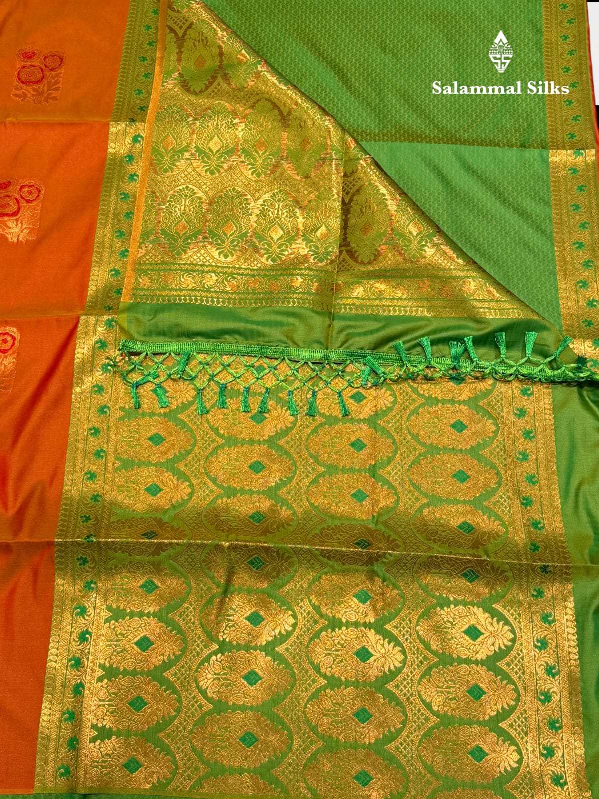 Orange Shade Semi Soft Silks Saree without Border
