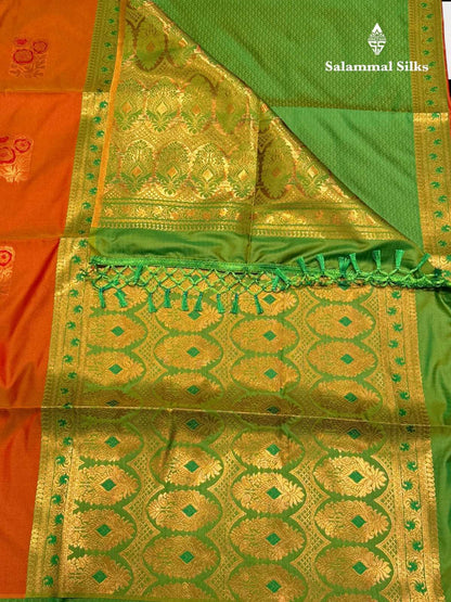 Orange Shade Semi Soft Silks Saree without Border