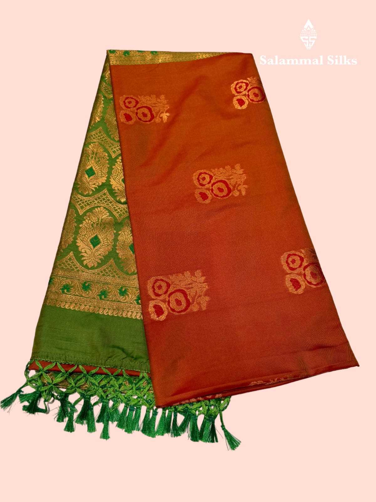 Orange Shade Semi Soft Silks Saree without Border