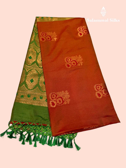 Orange Shade Semi Soft Silks Saree without Border