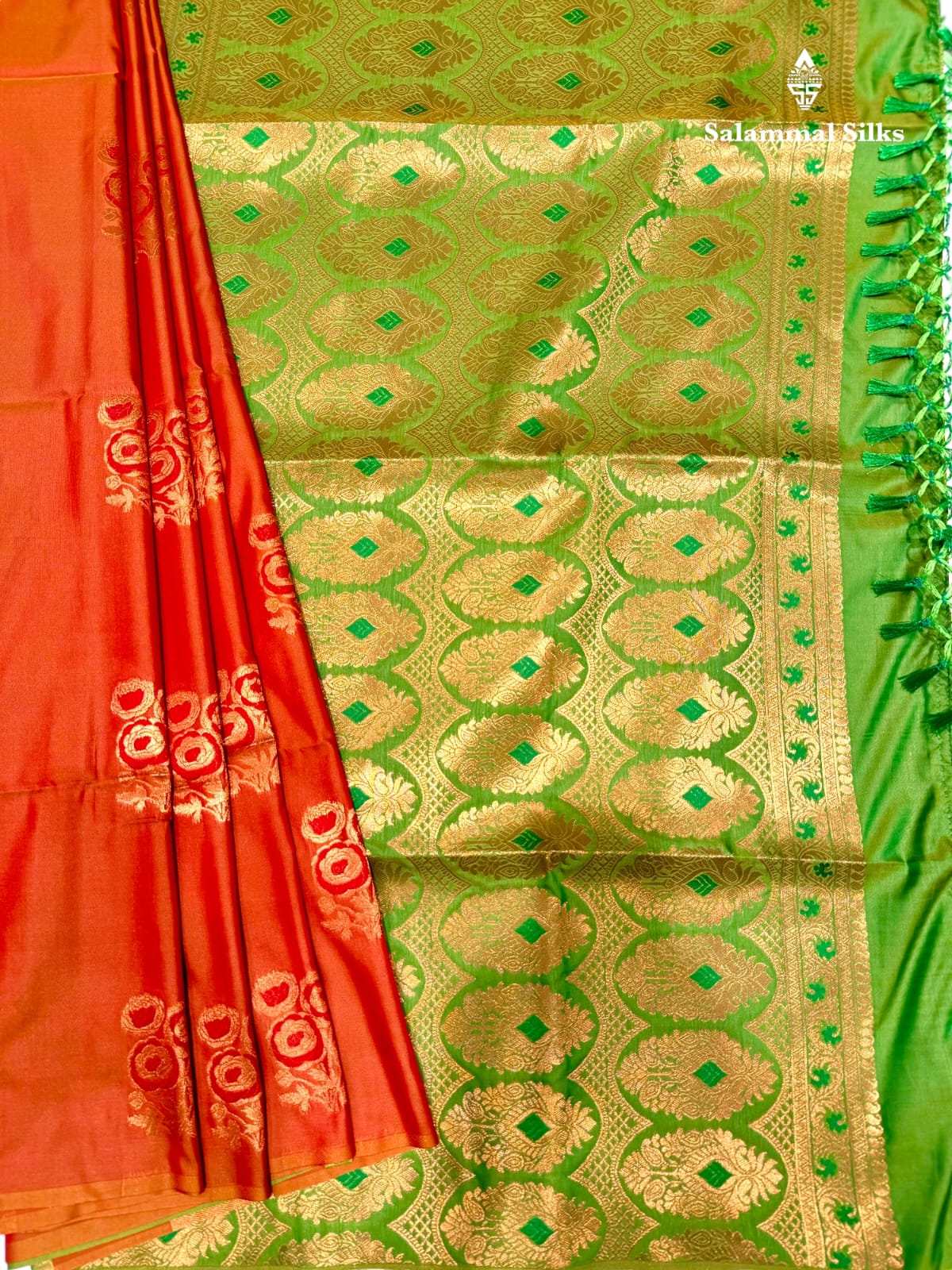 Orange Shade Semi Soft Silks Saree without Border