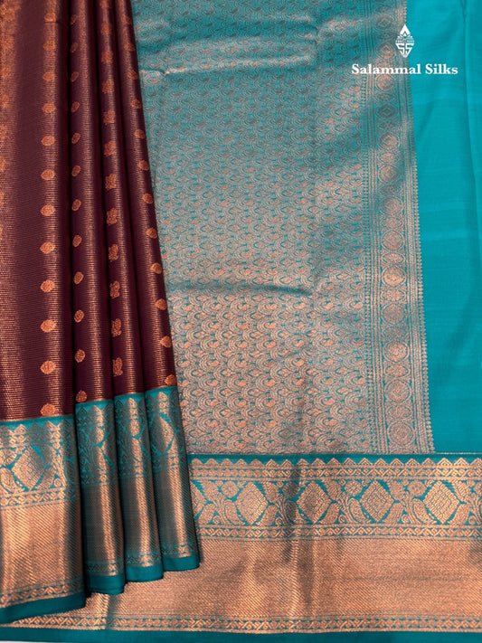 Vairaoosi Maroon Semi Silk Saree With Sapphire Green Border