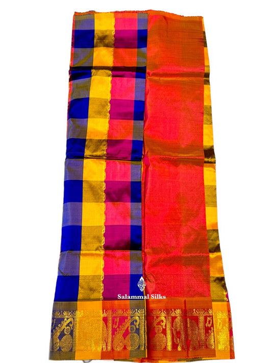 Pure Silk Pattu Pavadai (Palum Pazham Checks ) With Pink Shade Blouse 27"