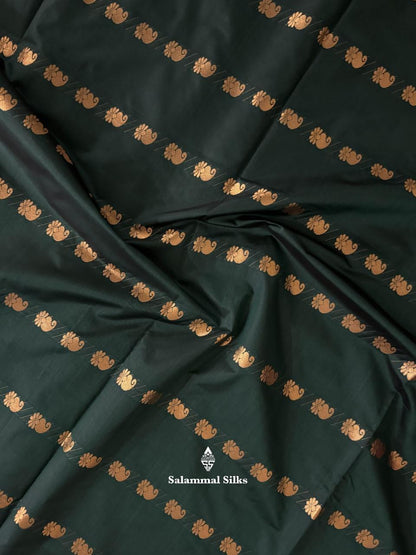 Bottle Green Semi Soft Silk Saree With Magenta Border