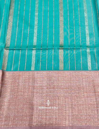 Sky Blue Pure Soft Silk Saree With Light Peach Border