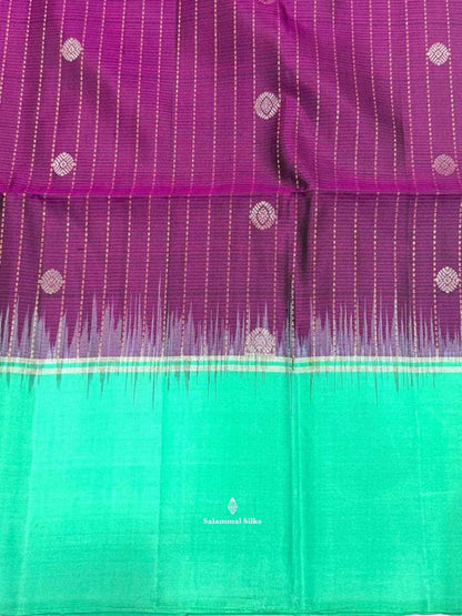 Magenta Soft Silk Saree With Sapphire Green Border