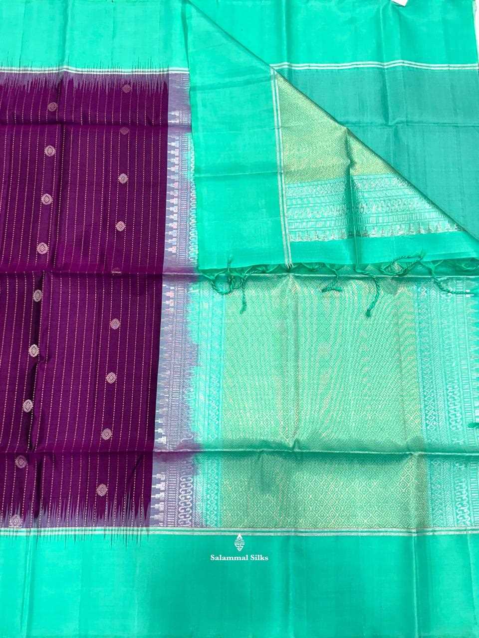 Magenta Soft Silk Saree With Sapphire Green Border