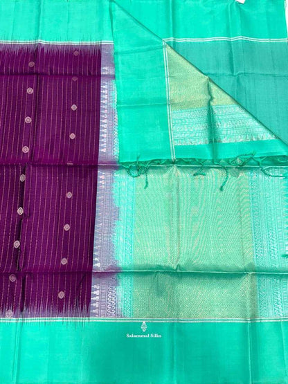 Magenta Soft Silk Saree With Sapphire Green Border