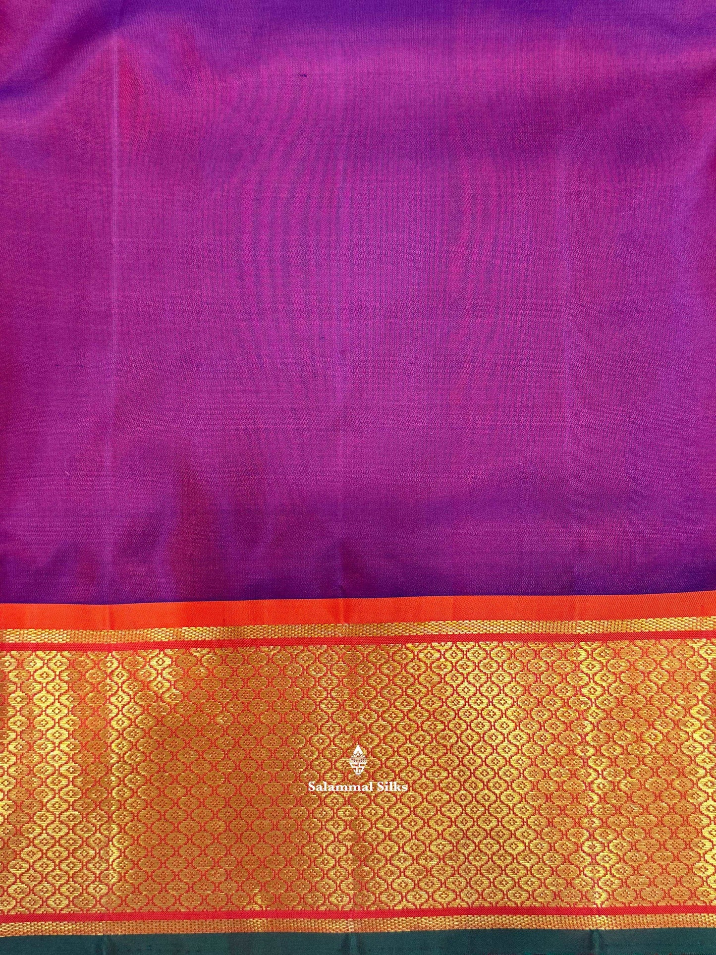 Maroon 9 Yards Silk Saree with Orange (5 Inch) Border