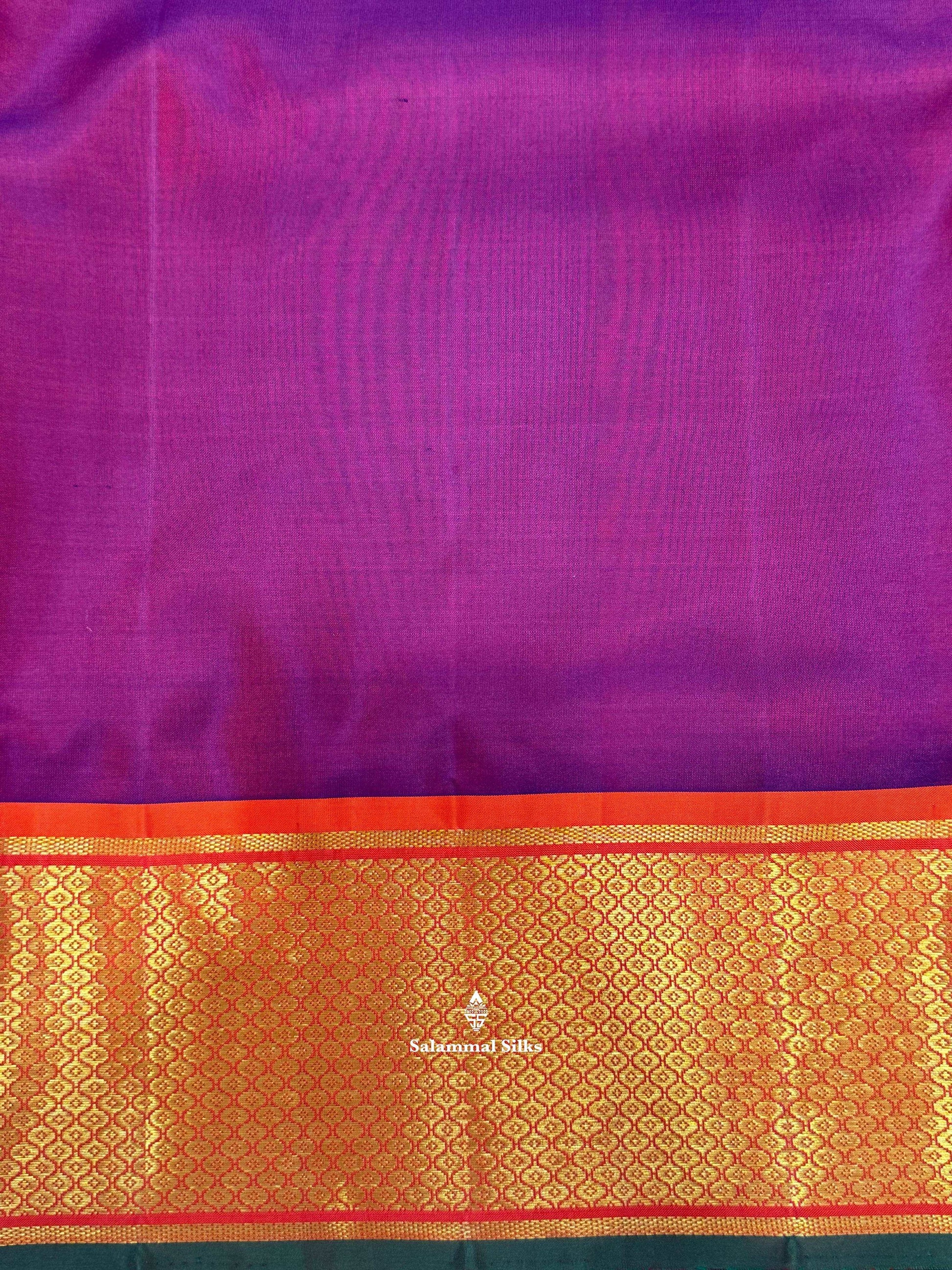 Maroon 9 Yards Silk Saree with Orange (5 Inch) Border